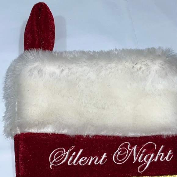 THOMAS KINKADE Silent Night Christmas Stocking Gold Embroidery 15" Satin Lining - Picture 8 of 13